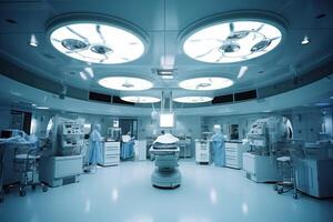 Ceiling of an operating room with medical lighting vision background photo