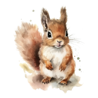 Watercolor little squirrel isolated on transparent background. png