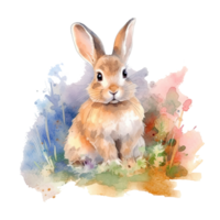 vattenfärg liten kanin isolerat på transparent bakgrund. generativ ai png