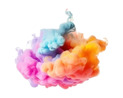 abstract kleurrijk pastel kleur wolk Aan transparant achtergrond. kleurrijk inkt verspreiding in water. generatief ai png