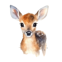 Watercolor little deer isolated on transparent background. png