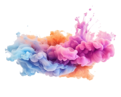 Abstract colorful pastel color cloud on transparent background. Colorful Ink Diffusion in Water. png