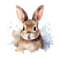 Watercolor little rabbit isolated on transparent background. png