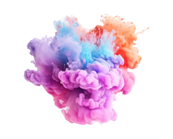 Abstract colorful pastel color cloud on transparent background. Colorful Ink Diffusion in Water. png