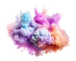 abstrakt färgrik pastell Färg moln på transparent bakgrund. färgrik bläck diffusion i vatten. generativ ai png