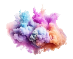 Abstract colorful pastel color cloud on transparent background. Colorful Ink Diffusion in Water. png