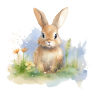 acquerello poco coniglio isolato su trasparente sfondo. generativo ai png