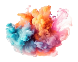 Abstract colorful pastel color cloud on transparent background. Colorful Ink Diffusion in Water. png