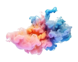 Abstract colorful pastel color cloud on transparent background. Colorful Ink Diffusion in Water. png