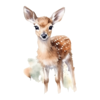 Watercolor little deer isolated on transparent background. png