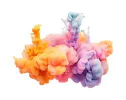 Abstract colorful pastel color cloud on transparent background. Colorful Ink Diffusion in Water. png