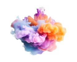 Abstract colorful pastel color cloud on transparent background. Colorful Ink Diffusion in Water. png