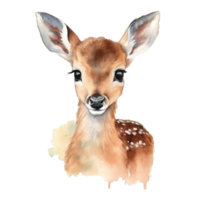 Watercolor little deer isolated on transparent background. png