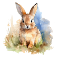 aquarelle peu lapin isolé sur transparent Contexte. génératif ai png