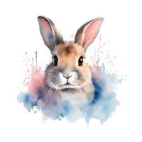 Watercolor little rabbit isolated on transparent background. png