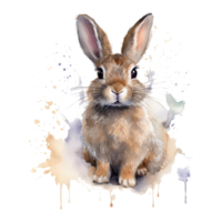 Watercolor little rabbit isolated on transparent background. png