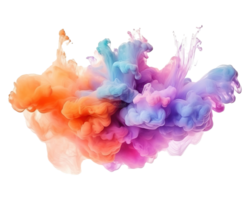 Abstract colorful pastel color cloud on transparent background. Colorful Ink Diffusion in Water. png