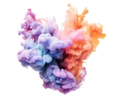 Abstract colorful pastel color cloud on transparent background. Colorful Ink Diffusion in Water. png