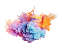 abstrakt färgrik pastell Färg moln på transparent bakgrund. färgrik bläck diffusion i vatten. generativ ai png