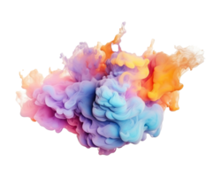 Abstract colorful pastel color cloud on transparent background. Colorful Ink Diffusion in Water. png