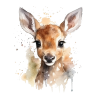 Watercolor little deer isolated on transparent background. png