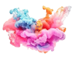 Abstract colorful pastel color cloud on transparent background. Colorful Ink Diffusion in Water. png