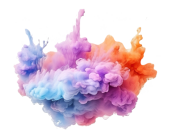 Abstract colorful pastel color cloud on transparent background. Colorful Ink Diffusion in Water. png