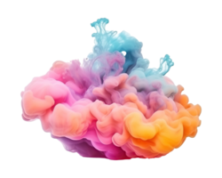 Abstract colorful pastel color cloud on transparent background. Colorful Ink Diffusion in Water. png