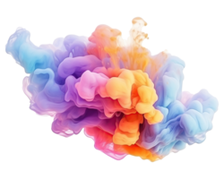 astratto colorato pastello colore nube su trasparente sfondo. colorato inchiostro diffusione nel acqua. generativo ai png
