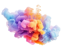 Abstract colorful pastel color cloud on transparent background. Colorful Ink Diffusion in Water. png