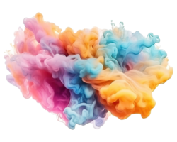 Abstract colorful pastel color cloud on transparent background. Colorful Ink Diffusion in Water. png