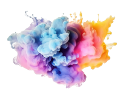 Abstract colorful pastel color cloud on transparent background. Colorful Ink Diffusion in Water. png