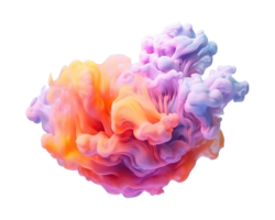 Abstract colorful pastel color cloud on transparent background. Colorful Ink Diffusion in Water. png