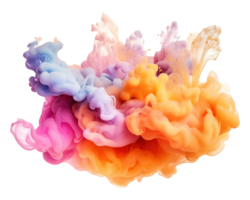 abstract kleurrijk pastel kleur wolk Aan transparant achtergrond. kleurrijk inkt verspreiding in water. generatief ai png