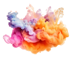 Abstract colorful pastel color cloud on transparent background. Colorful Ink Diffusion in Water. png