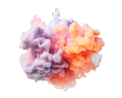 Abstract colorful pastel color cloud on transparent background. Colorful Ink Diffusion in Water. png