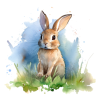 vattenfärg liten kanin isolerat på transparent bakgrund. generativ ai png
