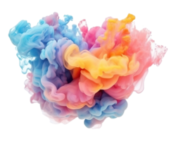 Abstract colorful pastel color cloud on transparent background. Colorful Ink Diffusion in Water. png