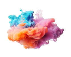 abstrato colorida pastel cor nuvem em transparente fundo. colorida tinta difusão dentro água. generativo ai png