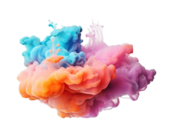 Abstract colorful pastel color cloud on transparent background. Colorful Ink Diffusion in Water. png