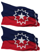 juneteenth vlag golven geïsoleerd in duidelijk en buil textuur, met transparant achtergrond, 3d renderen png