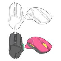 Set of coloring computer mouse outline drawing vector, Computer Mouse in a sketch style, Computer Mouse training template outline, vector Illustration.