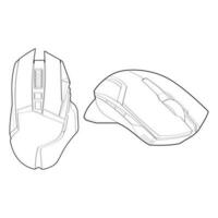 Set of computer mouse outline drawing vector, Computer Mouse in a sketch style, Computer Mouse training template outline, vector Illustration.