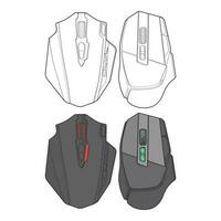 Set of coloring computer mouse outline drawing vector, Computer Mouse in a sketch style, Computer Mouse training template outline, vector Illustration.