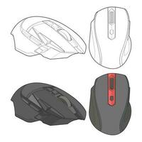 Set of coloring computer mouse outline drawing vector, Computer Mouse in a sketch style, Computer Mouse training template outline, vector Illustration.