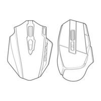 Set of computer mouse outline drawing vector, Computer Mouse in a sketch style, Computer Mouse training template outline, vector Illustration.