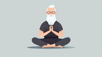 the elderly people old man glasses yoga pose meditation photo