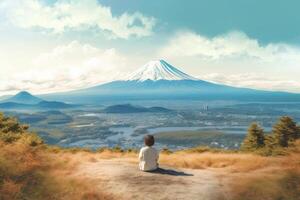 mountain fuji view japanese vacation traveling background photo