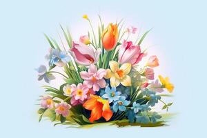 spring flowers water color background photo