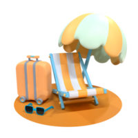 chaise salão com guarda-chuva 3d ilustração png